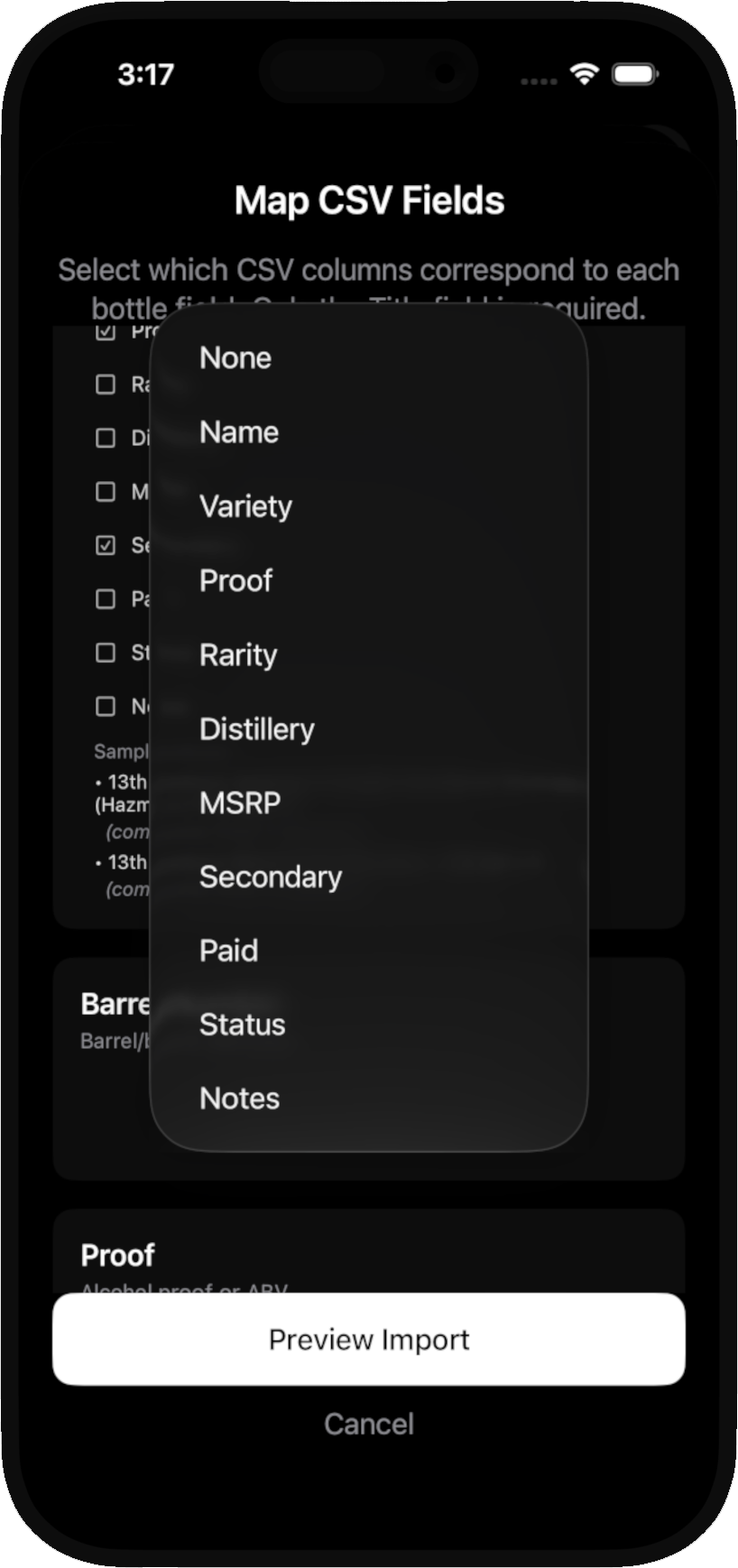 Bourbon Bro CSV Import