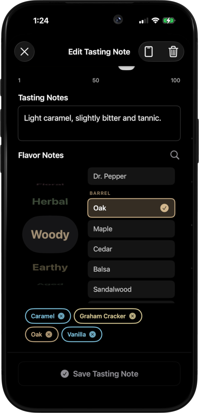 Tasting Notes Screenshot