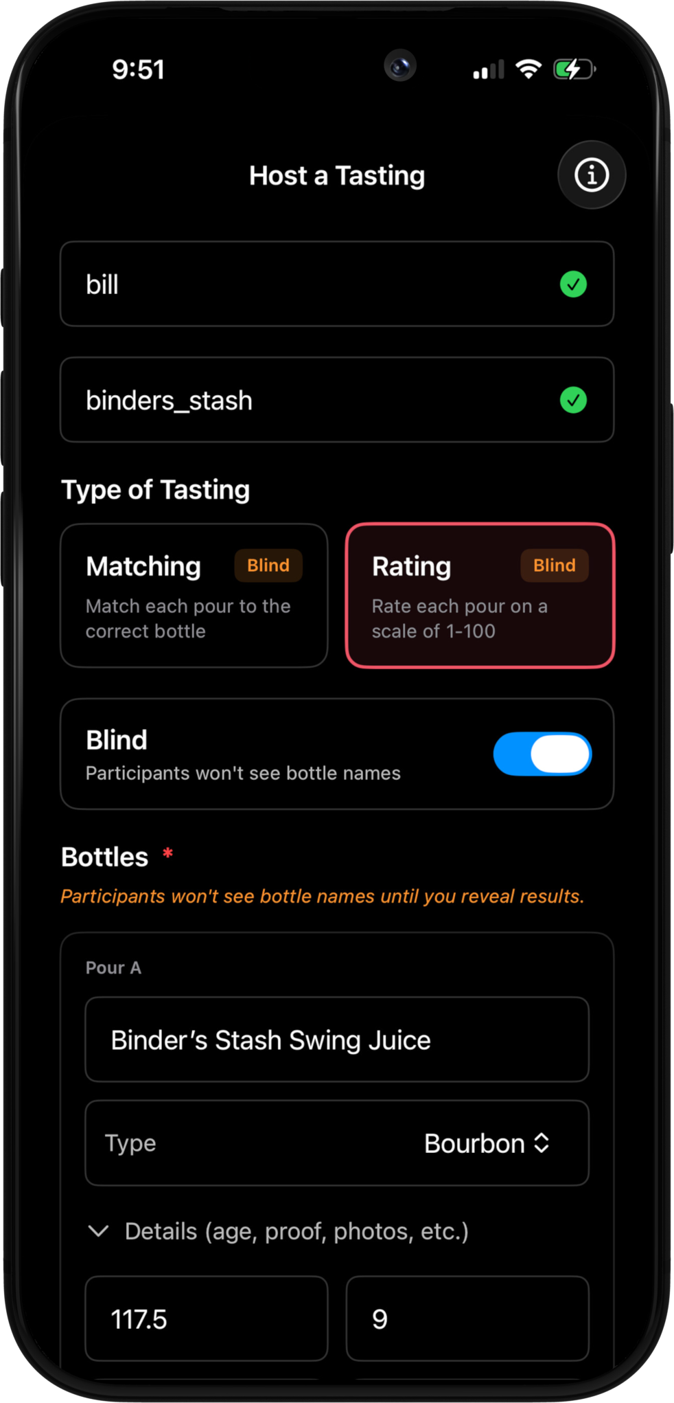 Host a Tasting Screenshot